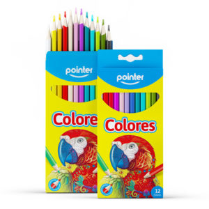 Caja De L?pices De Color Madera, 12 colores pointer